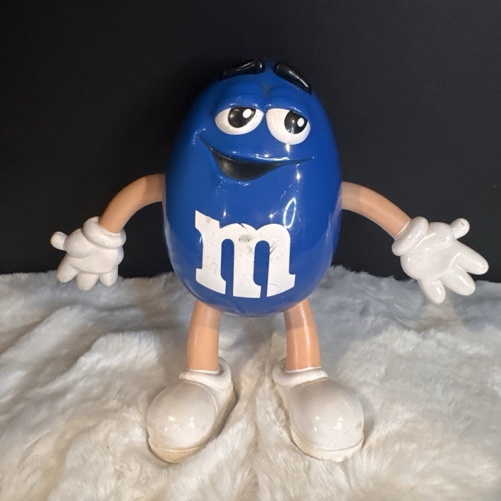 Vintage M&M Blue Candy Plastic Figure Bendy Bendable Arms/Legs 4"